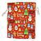 Christmas Theme Cloth Printed Storage Bags, Drawstring Bags, Rectangle, Red, 20x15x0.4cm