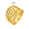 Stainless Steel Multi-layer Finger Rings, Wide Ring for Women, Real 18K Gold Plated, US Size 9(18.9mm)