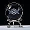 Carving Crystal Ball, Glass Sphere Decoration, with Platinum Tone Alloy Stand, Clear, Star, 60mm