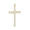 Real 18K Gold Plated Brass with Glass Pendants, Cross, Clear, 51x28x4mm, Hole: 3.1x2.8mm