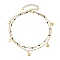 304 Stainless Steel Double Layer Chain Anklets, Enamel Style, with Golden Plated Heart Charms, Black, 9-1/8 inch(23cm)