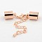 Iron Chain Extender, with Lobster Claw Clasps and Brass Cord Ends, Rose Gold, 42x10mm, Hole: 9.5mm, Cord End: 14x10mm, Hole: 9.5mm