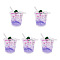 Transparent Resin Big Pendants, Imitation Drink, Ice Drink Charm with Grape, Medium Orchid, 46x35x51mm, Hole: 2mm