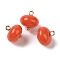 Acrylic Pendants, with Brass Loops, Flat Round, Orange, 12x12mm, Hole: 1.6mm