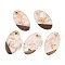 Transparent Resin and Walnut Wood Pendants, Oval Charms with Gold Foil, Antique White, 22x12.5x3.5mm, Hole: 2mm