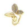 Bowknot Brass Micro Pave Clear Cubic Zirconia Cuff Rings RJEW-L113-004G-1