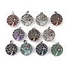 Natural & Synthetic Mixed Gemstone Tree of Life with Owl Pendants G-L524-15AS-1