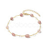 Natural Strawberry Quartz Beads Anklets Set for Girl Women AJEW-AN00450-03-3