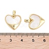 Brass Pave Natural Shell Heart Charms KK-C051-24G-3