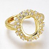 Adjustable Brass Micro Pave Clear Cubic Zirconia Finger Ring Components ZIRC-I049-23G-1