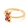 Brass Enamel Cuff Ring RJEW-F118-21-G-2