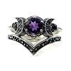 Gothic Purple Crystal Ring with Triple Moon Goddess - Black Diamond Jewelry for Women ST9002173-1