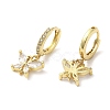 Rack Plating Brass Butterfly Dangle Stud Earrings with Cubic Zirconia EJEW-D061-59G-2