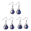 Natural Dyed Lapis Lazuli Palm Dangle Earrings EJEW-A092-09P-15-1