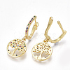 Brass Micro Pave Cubic Zirconia Dangle Hoop Earrings EJEW-S201-70-2