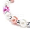 Imitation Pearl Beaded Stretch Bracelet with Drop Charm for Women BJEW-JB07639-6