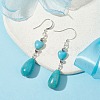 Teardrop & Heart Synthetic Turquoise Dangle Earrings EJEW-JE05531-3