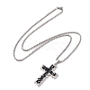 Zinc Alloy with Enamel Cross Pendant Necklaces NJEW-C034-42A-P-4