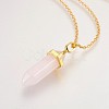 Natural Rose Quartz Pendant Necklaces NJEW-JN02216-2