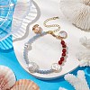 4mm Round Natural Angelite and 6mm Round Carnelian Beaded Bracelets BJEW-JB10541-2