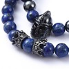 Natural Lapis Lazuli(Dyed) Stretch Beaded Bracelets Sets BJEW-JB05173-01-2