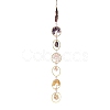 Flat Round with Tree of Life Natural Gemstone Chips Chandelier Hanging Suncatcher AJEW-Q143-03-3