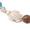 Adjustable Dyed Synthetic Turquoise & Coconut & Wood & Pearl Braided Bead Bracelets BJEW-JB10723-01-3