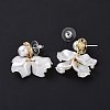 Acrylic Imitation Shell Dangle Stud Earrings with 925 Sterling Silver Pins EJEW-L281-07LG-3