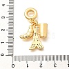 Brass Clear Cubic Zirconia Croissant & Cup & Eiffel Tower European Dangle Charms KK-U048-20G-3