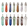 14Pcs 14 Style Chakra Natural & Synthetic Gemstone Pointed Pendants G-LS0001-76-1