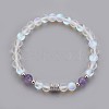 Synthetic Moonstone and Natural Amethyst Beads Stretch Bracelets BJEW-JB03890-2
