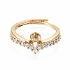 Brass Micro Pave Clear Cubic Zirconia Peg Bails Cuff Finger Ring Settings KK-T056-115G-NF-2