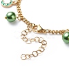 Alloy Enamel & Glass Pearl Charm Bracelet with 304 Stainless Steel Chains for Women BJEW-JB08707-05-6