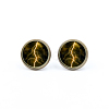 Flash Picture Glass Stud Earrings EJEW-O088-126-1