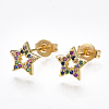 Brass Micro Pave Cubic Zirconia Ear Studs EJEW-S201-48-2