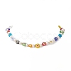 Natural Pearl & Millefiori & Brass Beaded Necklace for Women NJEW-JN04177-01-4