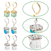 ANATTASOUL 3 Pairs 3 Colors Bling Glass Cube Dangle Leverback Earrings EJEW-AN0002-81-3