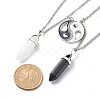 2Pcs 2 Style Natural White Jade & Black Obsidian Bullet Pendant Necklaces Set NJEW-JN03994-03-4