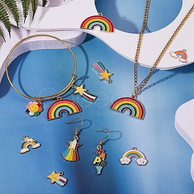 28Pcs 14 Style Alloy Enamel Pendants ENAM-SZ0002-70-1