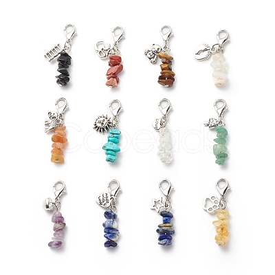 Gemstone Chips Beaded Pendant Decorations HJEW-JM00709-1