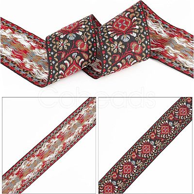 Ethnic Style Embroidery Polycotton Ribbons OCOR-WH0072-03-1