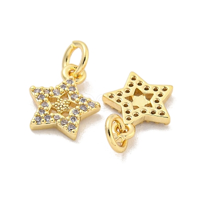 Brass Micro Pave Clear Cubic Zirconia Charms KK-Z044-29G-1