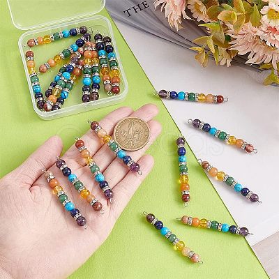 HOBBIESAY 20Pcs Chakra Natural & Synthetic Gemstone Connector Charms FIND-HY0001-32-1