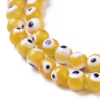 Handmade Evil Eye Lampwork Round Bead Strands LAMP-L055-6mm-01-1