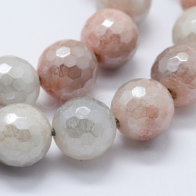 Electroplated Natural Imitation Sunstone Gemstone Beads Strands G-G749-06B-6mm-1