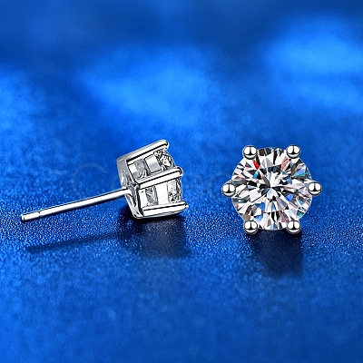 Anti-Tarnish 925 Sterling Silver with Moissanite Rhinestone Earrings AJEW-U007-09P-1