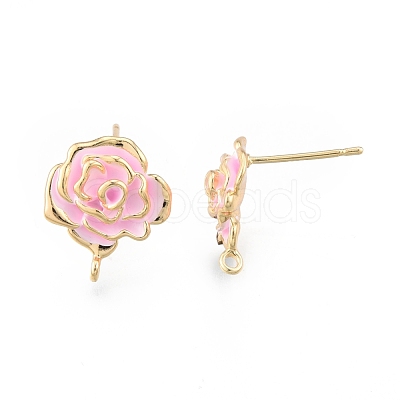 Brass Enamel Stud Earring Findings for Women KK-N216-543-1