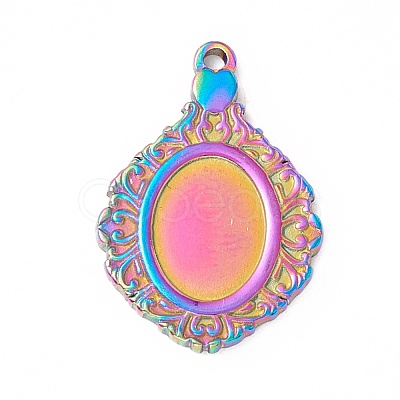 Ion Plating(IP) Rainbow Color 304 Stainless Steel Pendants Cabochon Seetings STAS-C049-19M-1