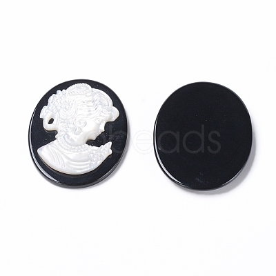 Natural Black Agate Cameo Cabochons G-L556-G-1