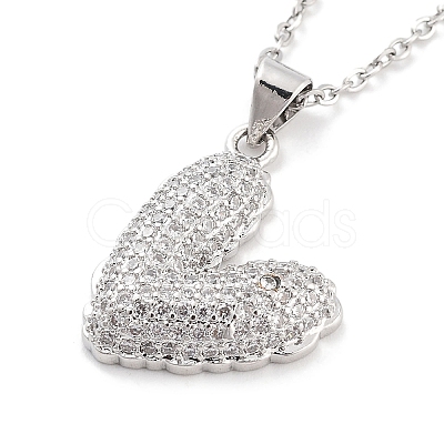 Valentine's Day Brass Micro Pave Clear Cubic Zirconia Pendant Necklaces NJEW-B101-06P-1